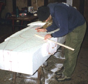 Marking out the foam blank