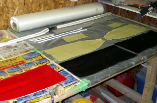 Materials cut ready to lay up the blade